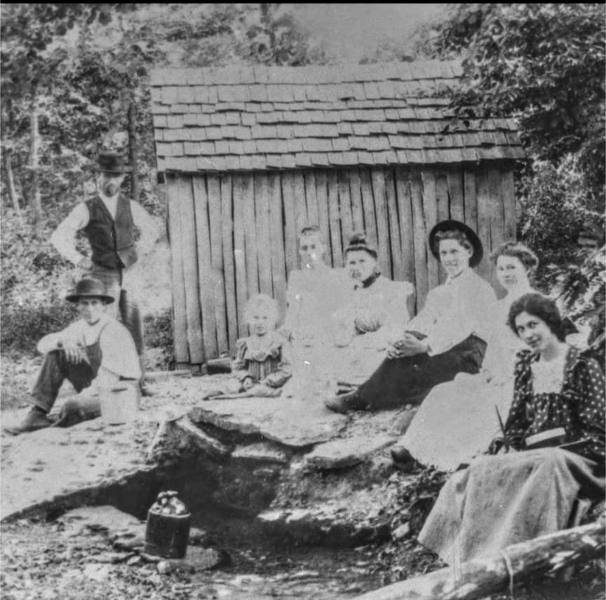 People visiting Downey Springs in 1927